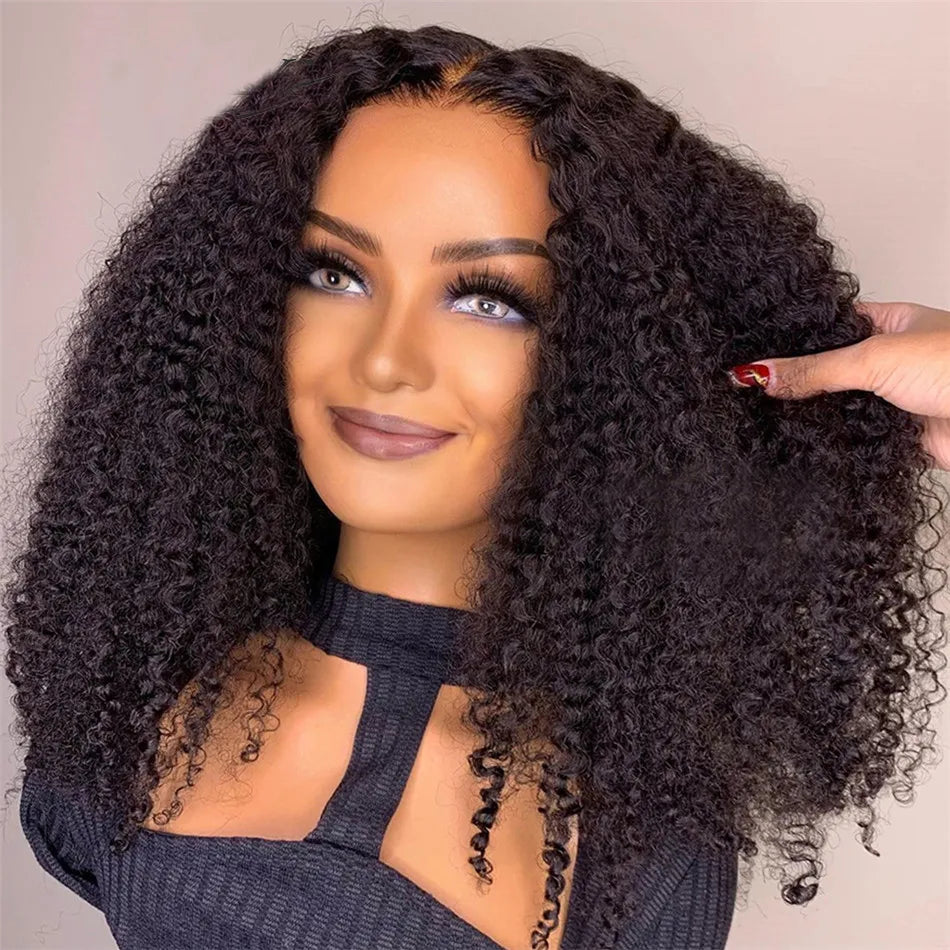 Hot Star Glueless Kinky Curly Lace Closure Wig Remy Hair