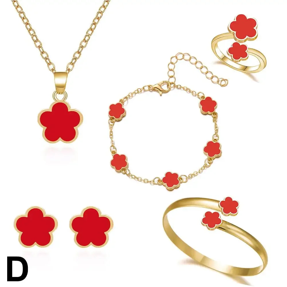 Fine or Fashion Stainless Steel Five Leaf Clover Jewelry Set