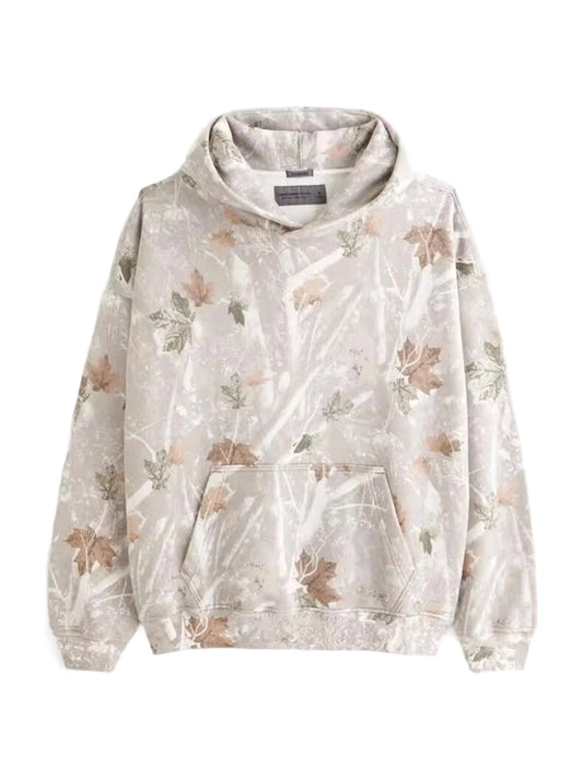 Fujian Camo Hoodie For Women Oversized Maple Leaf Graphic Sweatshirt