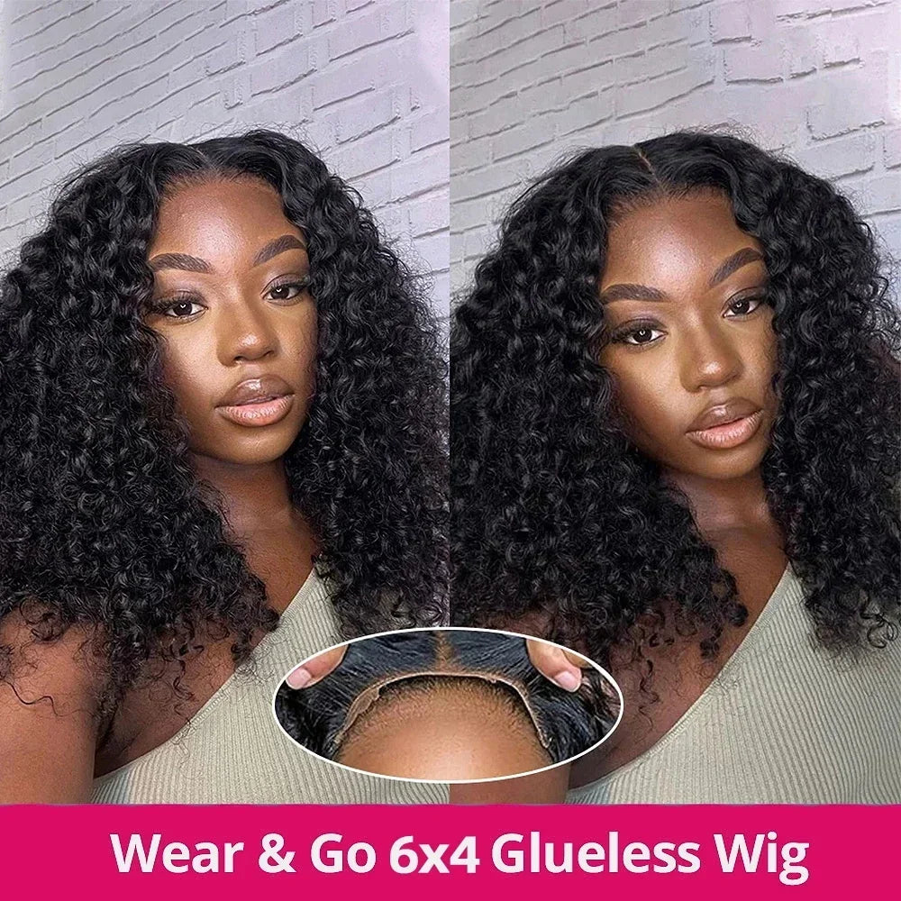 Wear And Go Water Wave Bob Lace Wig Curly Glueless Remy