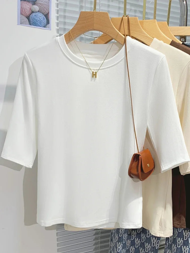 AOSSVIAOCN 100 Percent Cotton Womens T Shirt Crew Neck Top