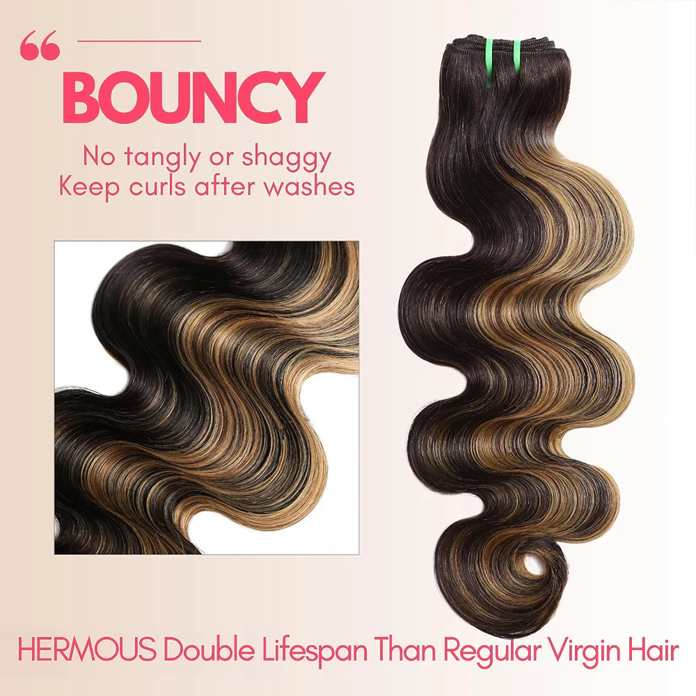 NYCan Body Wave Remy Hair Bundles With Lace Closure