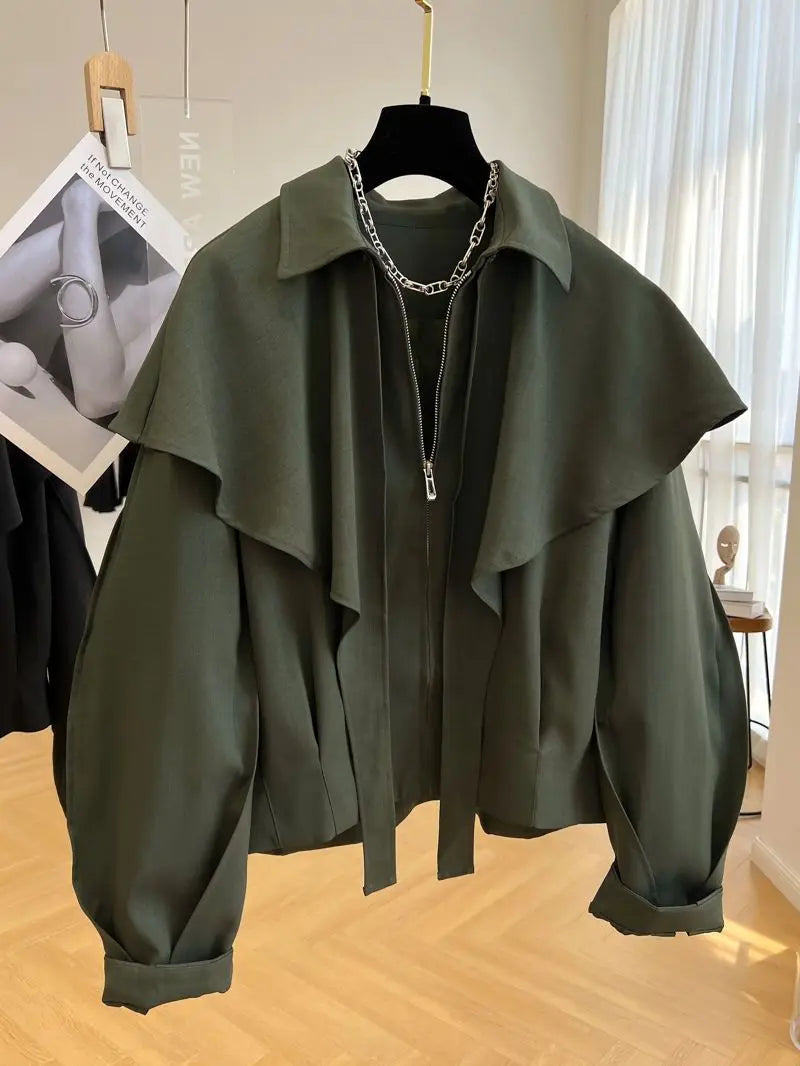 Korean Fashion Cloak Women Jacket Casual Capes Winter Coat Dongdaemun