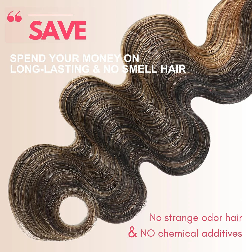 NYCan Body Wave Remy Hair Bundles With Lace Closure