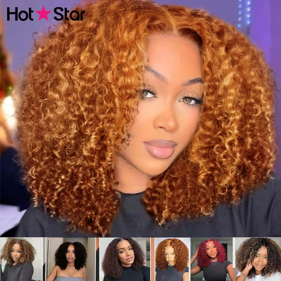Hot Star Glueless Kinky Curly Lace Closure Wig Remy Hair