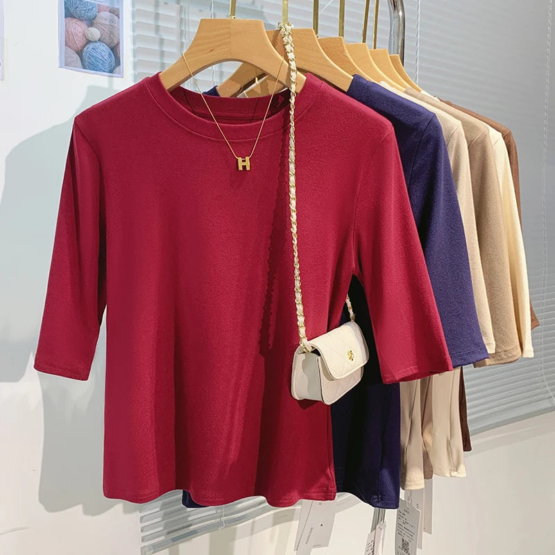 AOSSVIAOCN 100 Percent Cotton Womens T Shirt Crew Neck Top