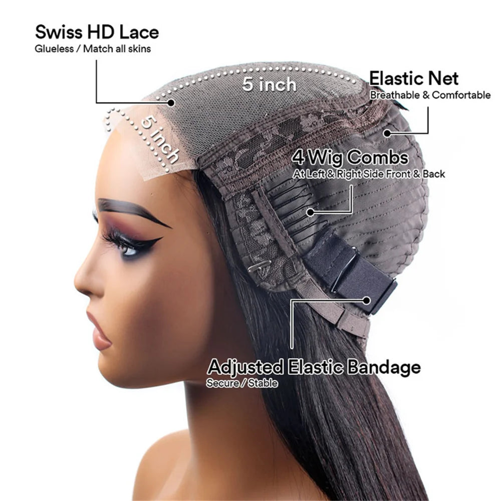 Smilegirl Remy Brazilian Lace Front Wig HD Frontal Glueless