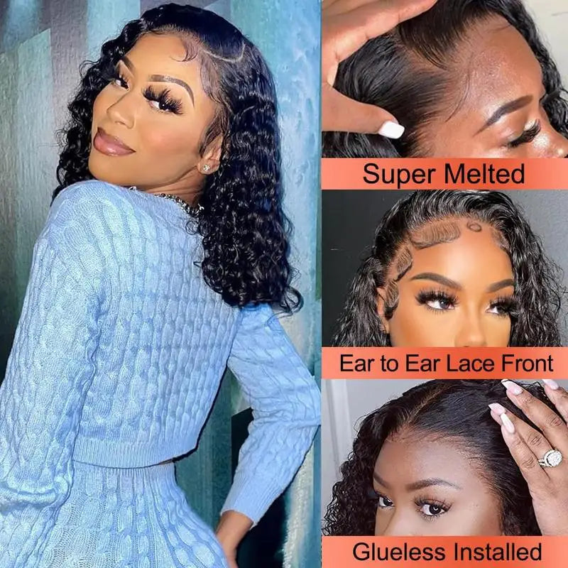 Smilegirl Glueless Short Bob Lace Closure Wig Deep Wave